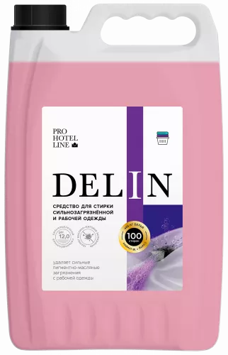 Delin. 5 л Жидкое средство для стирки/ Средство для стирки сильнозагрязнённой и рабочей одежды.