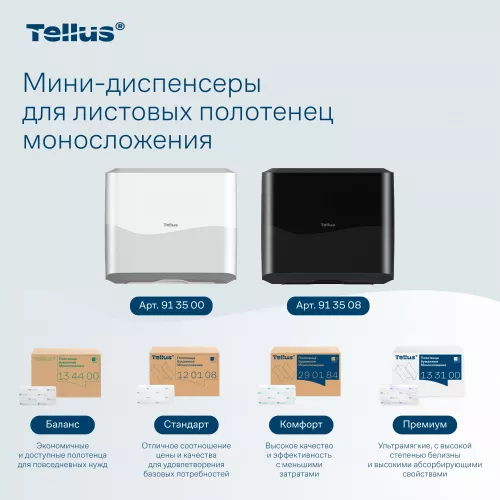 913508 HT3 Диспенсер-мини для листовых полотенец Tellus моносложения, черный
