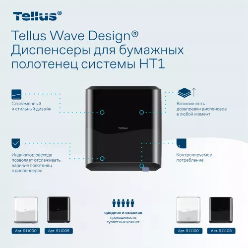 911008 HT1 Диспенсер для полотенец в рулонах черный Tellus Matic Solution®