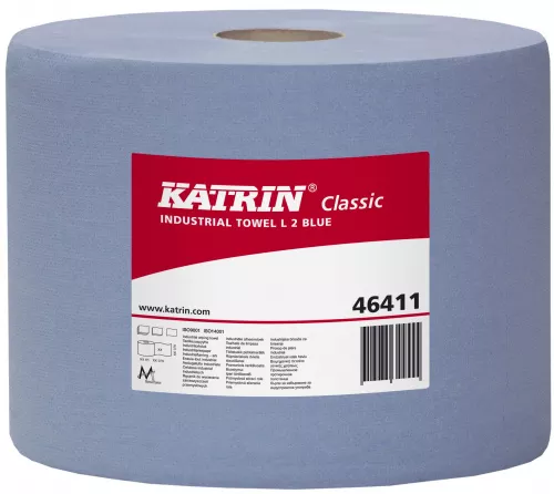 464118 Katrin Classic Industrial Towel L2 Blue Бум протирочный материал2сл,D290мм,1000л,2рул*360м