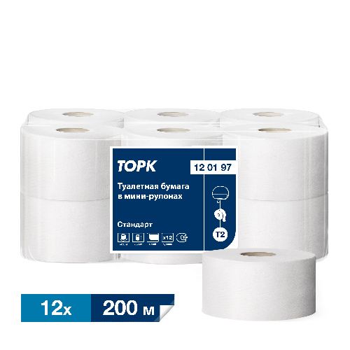 120197 Tork Universal туалетная бумага в мини-рулонах, 1 слой, D 158 мм, 12 рул * 200 м