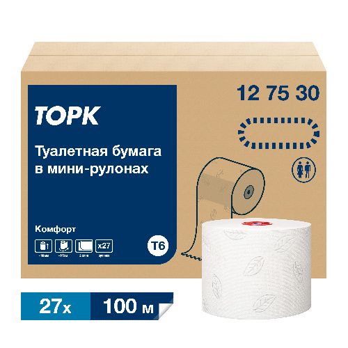 127530 Tork Advanced туалетная бумага Mid-size в миди-рулонах, 2сл., 100 м, 27рул.*упак.